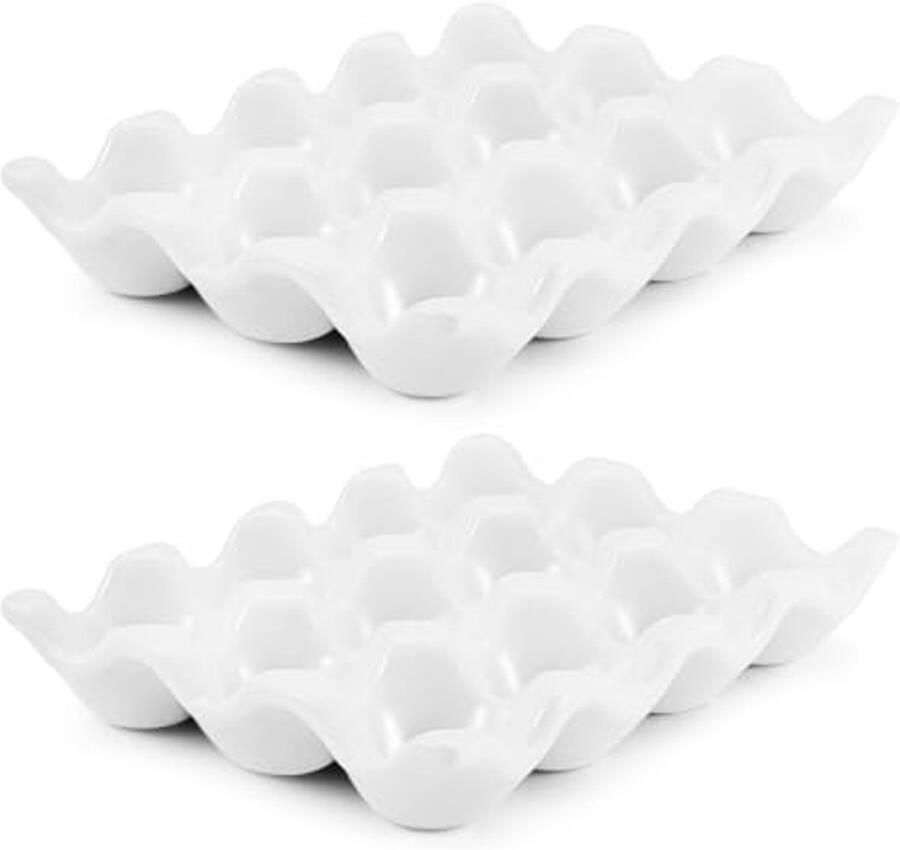 Ceramische Eierschaal met 12 Compartimenten Decoratieve Opberghouder voor Eieren