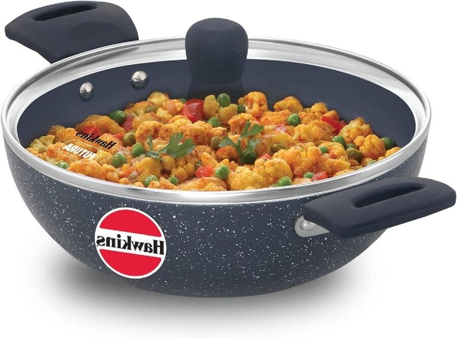 Ceramische Kadhai Koekenpan Diep Gezond Koken Non-stick Coating 2.5 Liter Graniet