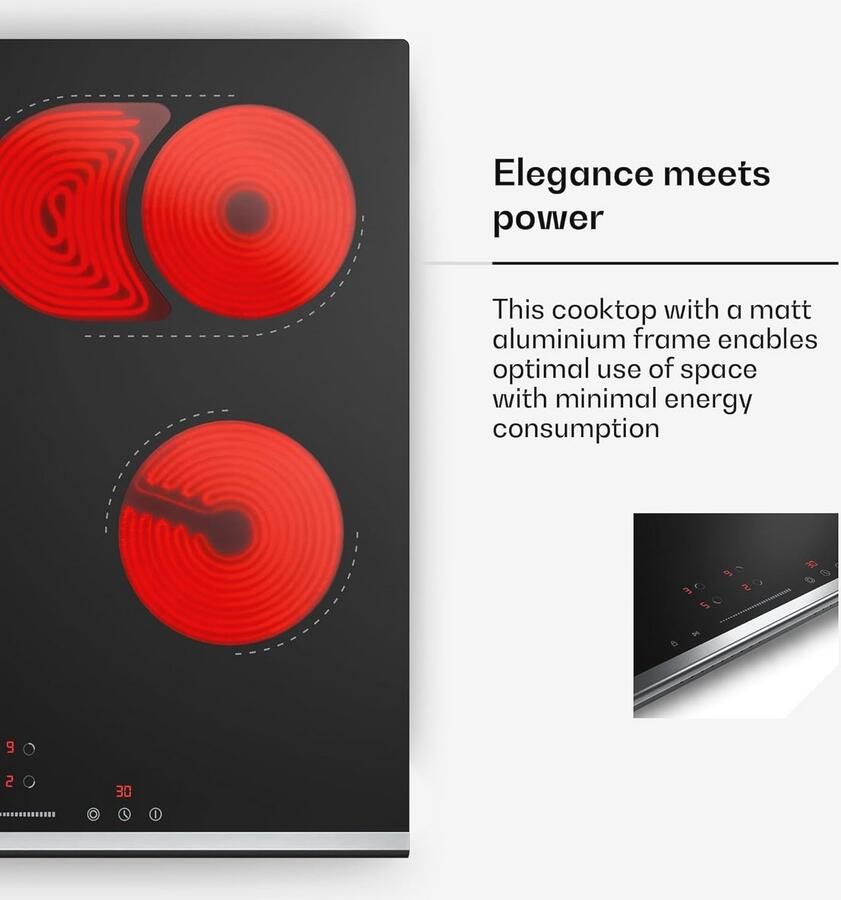 Ceramische Kookplaat 60 cm met 4 Zones en Touch Slider 6600 W