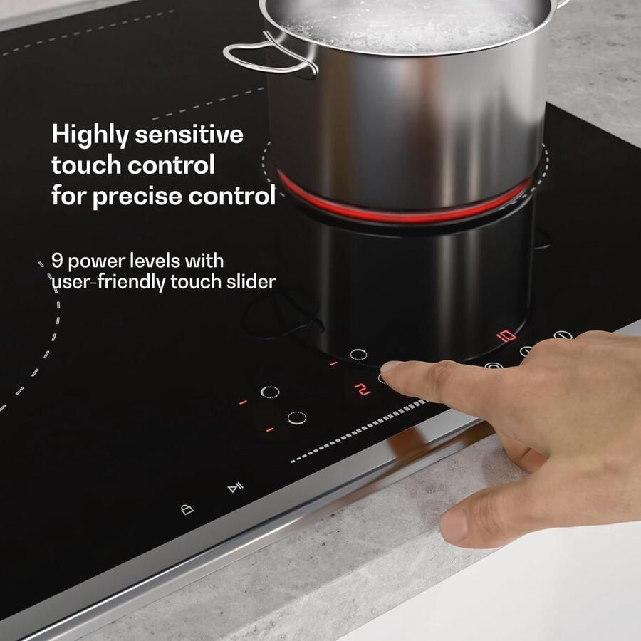 Ceramische Kookplaat 60 cm met 4 Zones en Touch Slider 6600 W