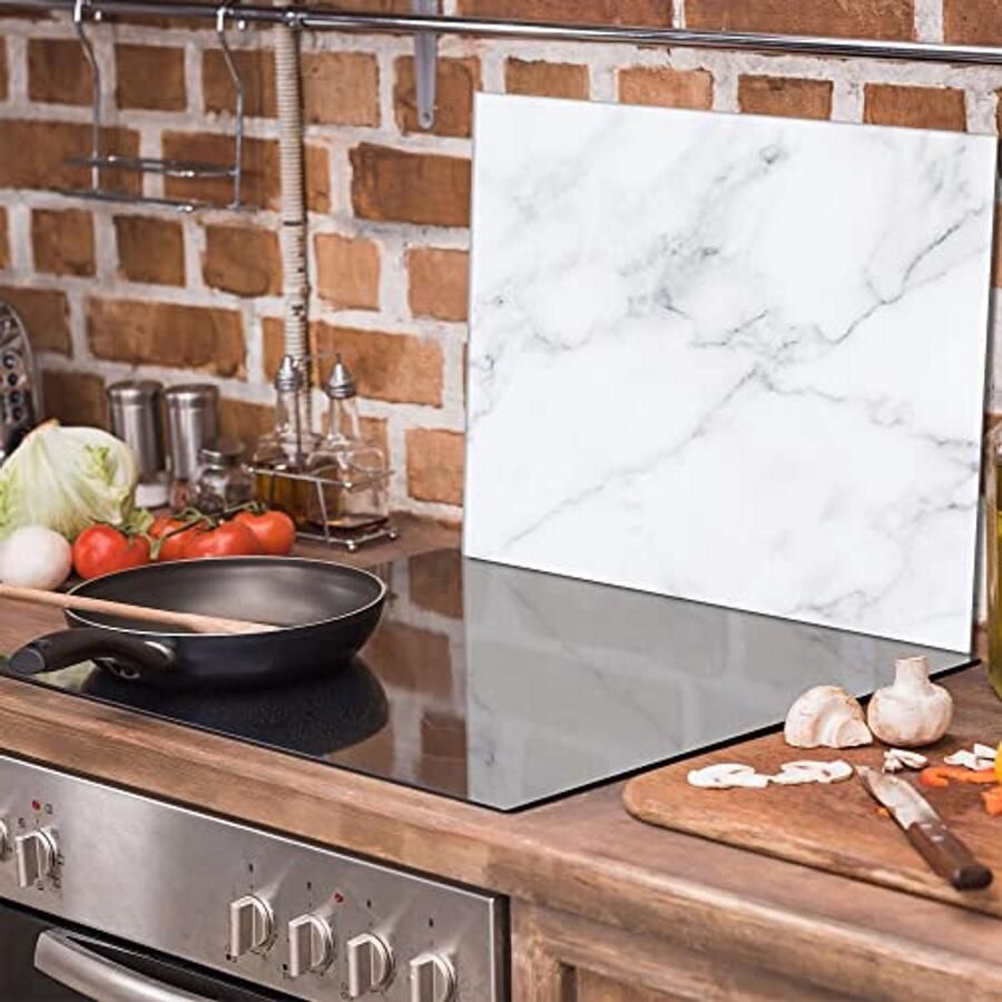 Ceramische Kookplaat Afdekking 60x52 cm Glazen Snijplank en Spatbescherming