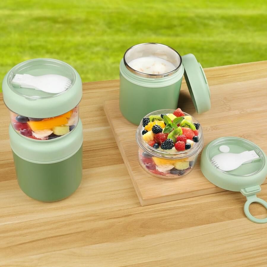 Cereal cup yogurt cup to go 530 ml + 330 ml cereal cup with spoon lid small bread box yogurt glasses breakfast box cereal box yogurt salad rice oatsome box green musli glasses for