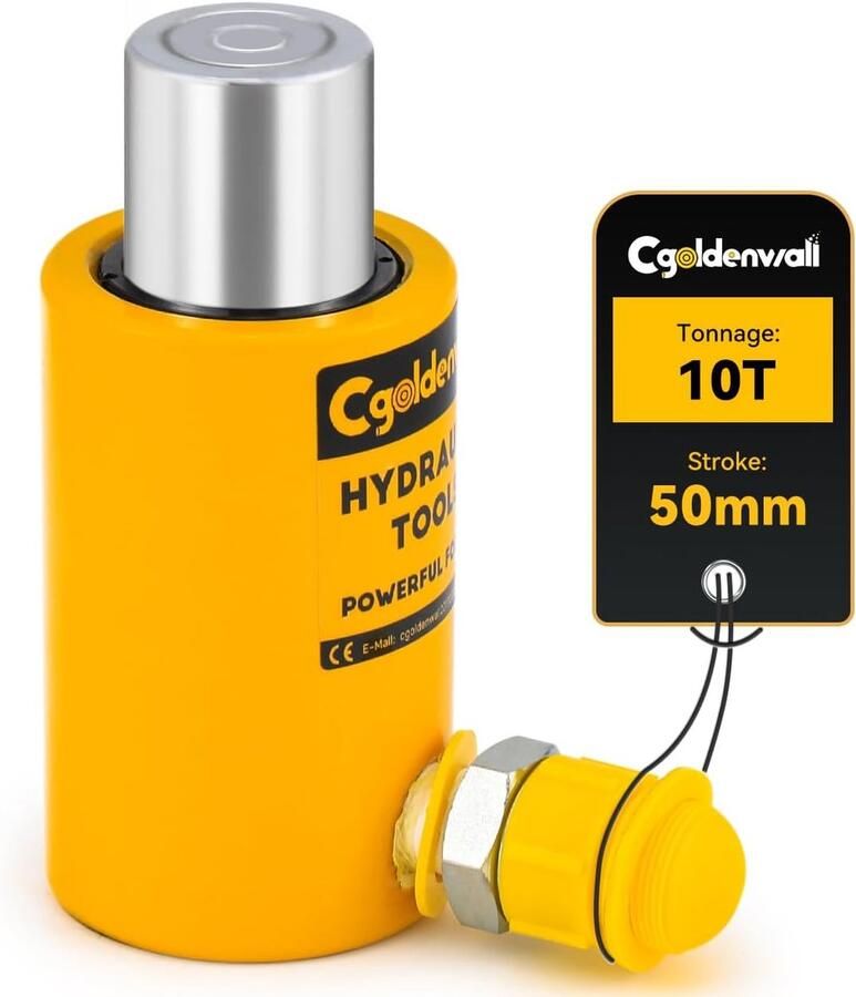 CGOLDENWALL Hydraulic cylinder 10T hub 50 mm self height 104 mm usable surface 100 cm2 for buildings and bridges (RSC-10T)