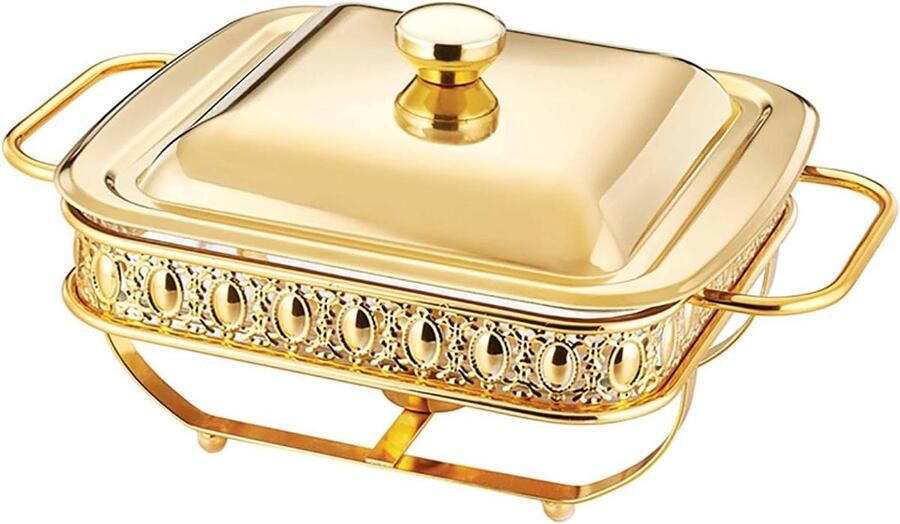 Chafing Dish Buffet Set 1 8L Chafing Dish Buffet Set Voedsel Verwarming Container en Buffet Warmer Sets met Deksel Voedsel Warmer voor Feesten Outdoor Buffetten Goud (Goud)