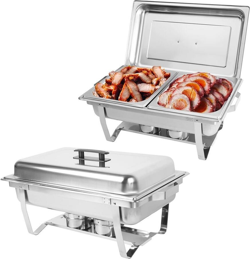 Chafing Dish Buffet Set 2x RVS Warmhoudset Catering & Buffet Inclusief Alle Accessoires