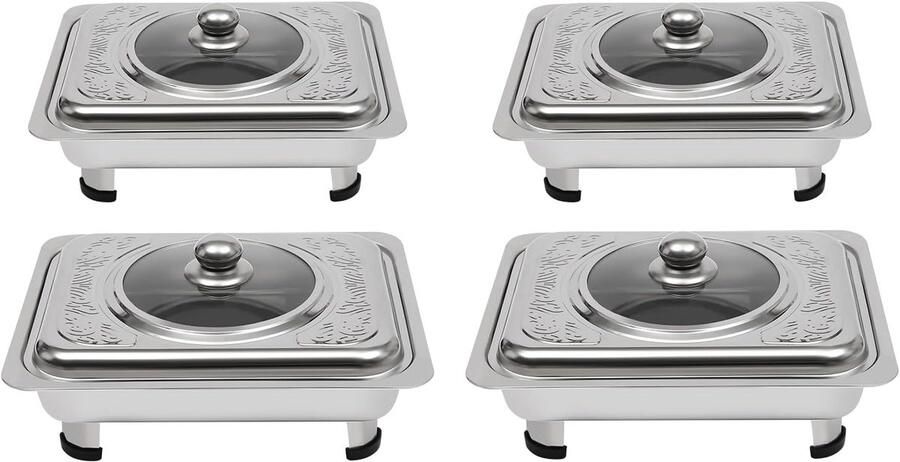 Chafing Dish Buffet Set 4 Pcs Roestvrij staal Corrosiebestendig Ideaal voor catering SnelShoppen
