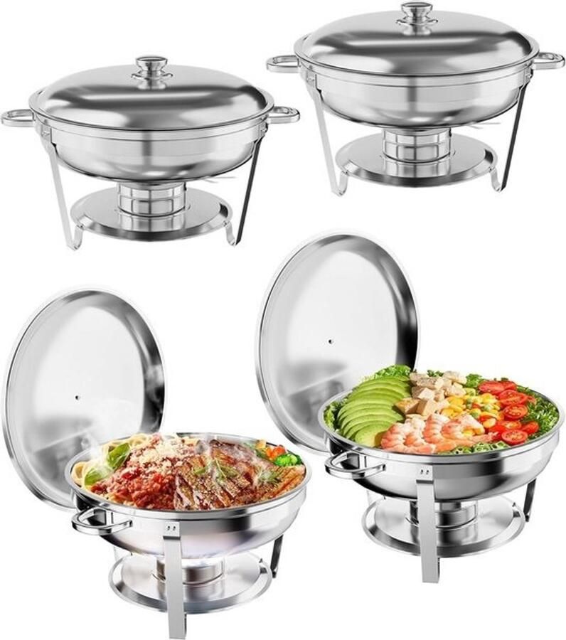 Chafing Dish Buffet Set 4 Stuks Professionele Warmhoudpan Roestvrij Staal