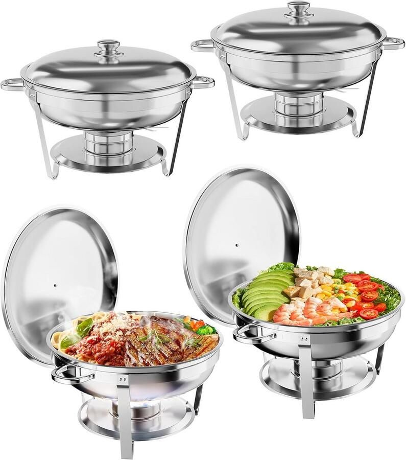 Chafing Dish Buffet Set 4 Stuks Professionele Warmhoudpan Roestvrij Staal