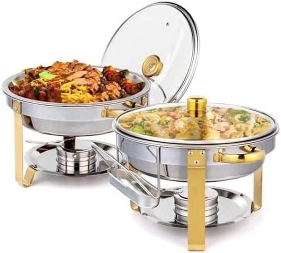 Chafing Dish Buffet Set Chafers en Buffet Warmers Sets Ronde RVS Buffet Warmer voor Catering Evenementen Feesten Bruiloften