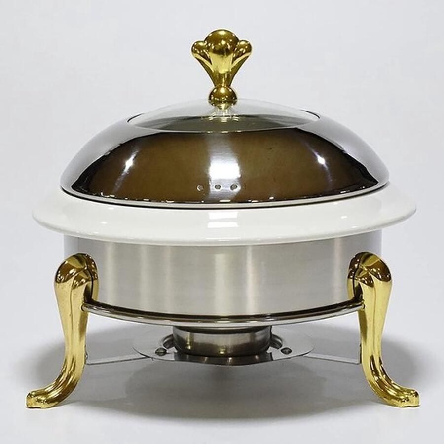 Chafing Dish Buffet Set Ronde Warmhoudpan Feest Diner Buffet Spiegelglans Afwerking Keramische Voering Goud