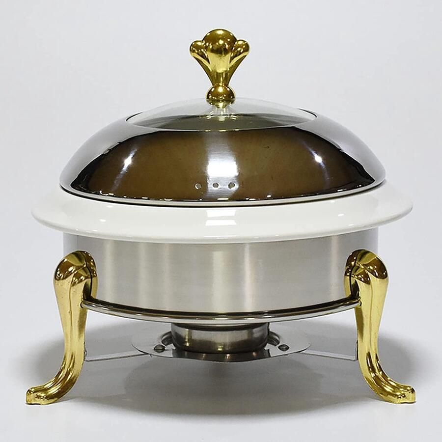 Chafing Dish Buffet Set Ronde Warmhoudpan Feest Diner Buffet Spiegelglans Afwerking Keramische Voering Goud
