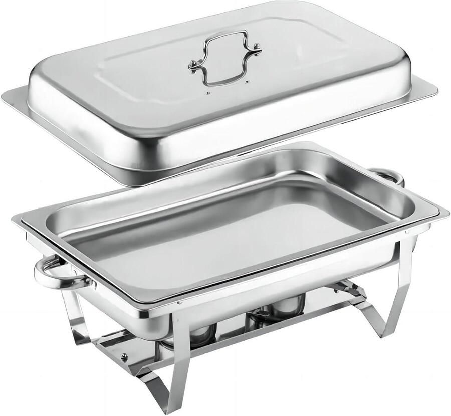 Chafing Dish Buffet Set Warmhoudbak Buffet Eten Warm Houden Opvouwbaar Frame 11 Liter Zilver