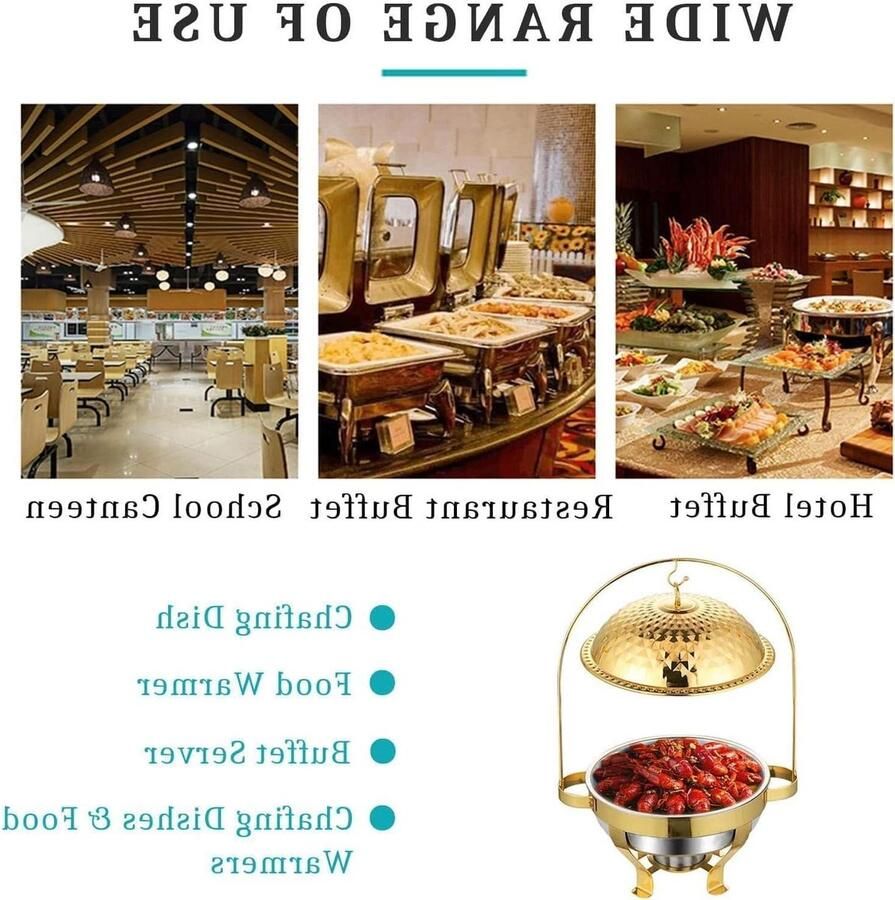 Chafing Dish Buffet Set Warmhoudbak Buffet Eten Warm Houden Roestvrij Staal Ophanging Rond Goud