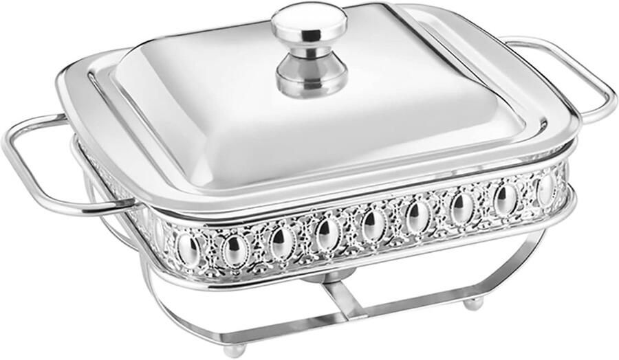 Chafing Dish Buffet Set Warmhoudbak Buffet Feestelijke Buffetten Spiegelglans Afwerking 1.8 Qt Zilver