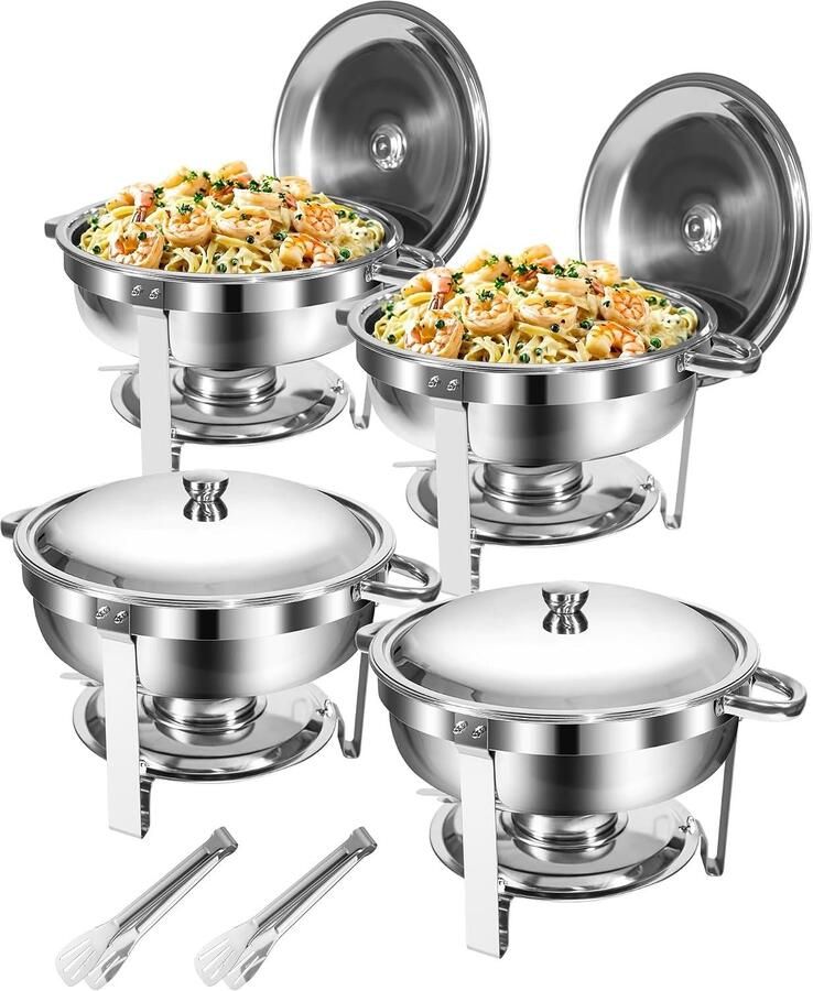 Chafing Dish Buffet Set Zilver 5L Voedselveilig RVS met Afgerand Randontwerp Voor Catering en Feesten