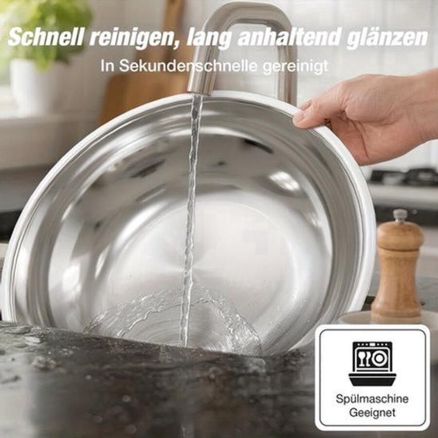 Chafing Dish – Buffetwarmer – Warmhoudschalen – Warmhoudbakken – Voedselverwarmer – 2-delig Ronde Set – 5 L Inhoud – Glasdeksel Met Houder – Roestvrij Staal 201 - Foto 2