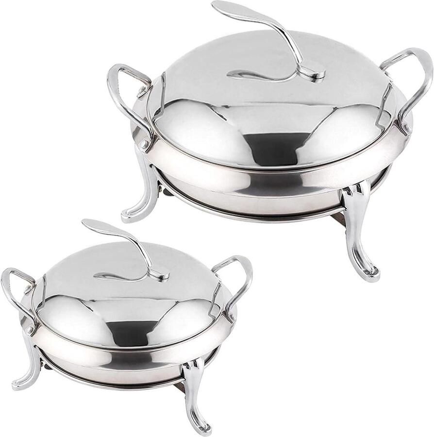 Chafing Dish Set Buffetserver Voedselpan Gerechten Warm Houden Roestvrijstalen Constructie 20 cm Zilver