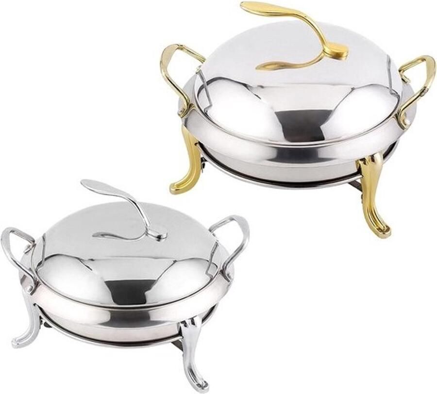 Chafing Dish Set Buffetverwarmer Serveer Feestelijk Serveren Roestvrij Staal 3Qt Capaciteit Goud en Zilver