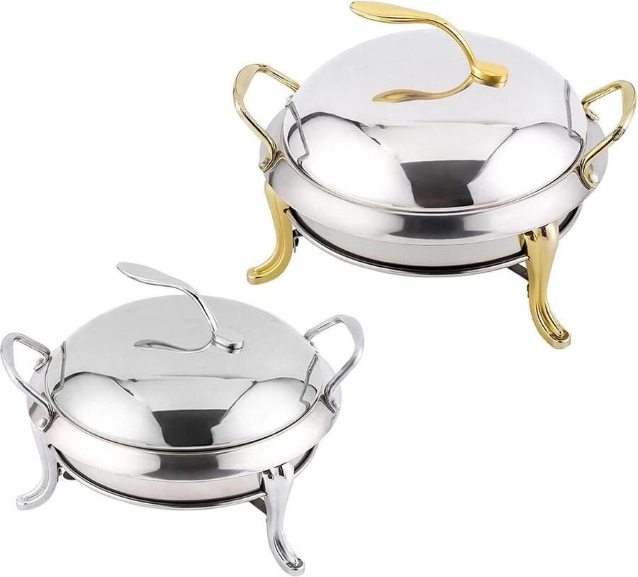 Chafing Dish Set Buffetverwarmer Serveer Feestelijk Serveren Roestvrij Staal 3Qt Capaciteit Goud en Zilver