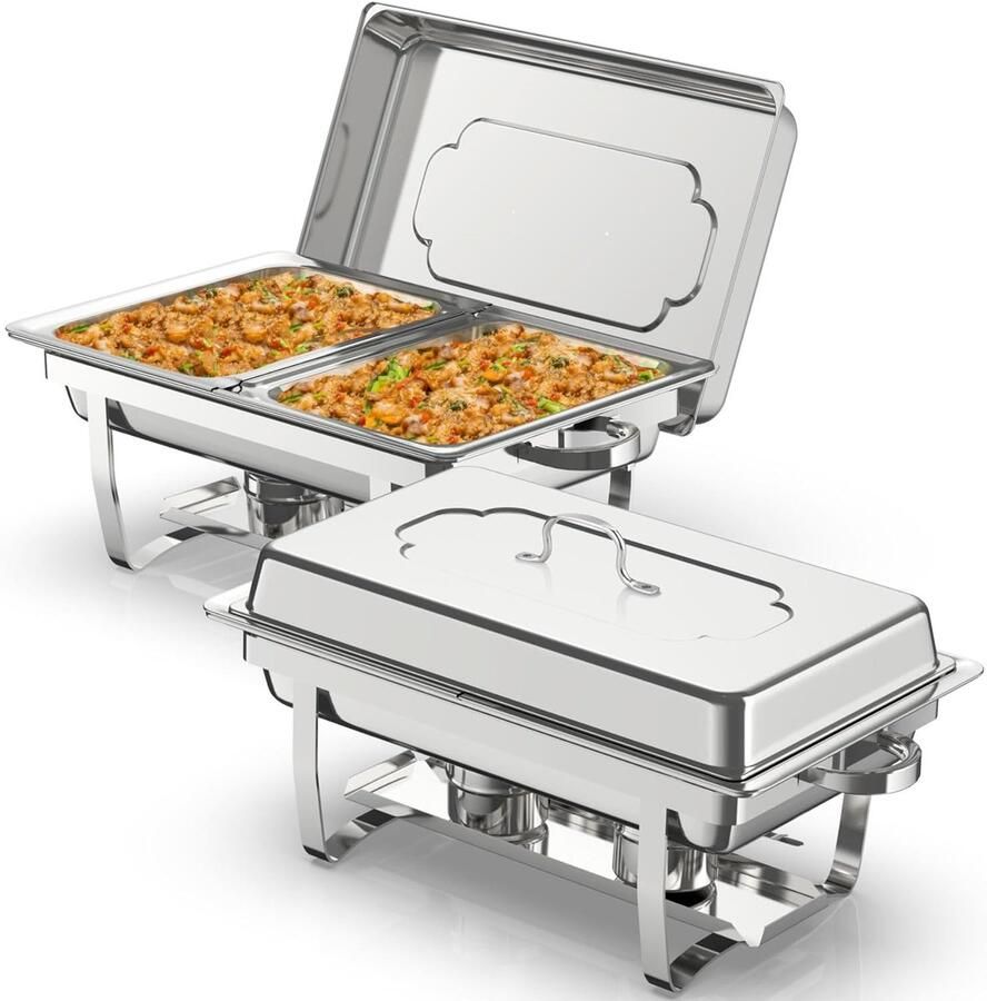 Chafing Dish Set Voedselwarmer Buffet Eten Warm Houden Roestvrij Staal 9 Liter Zilver