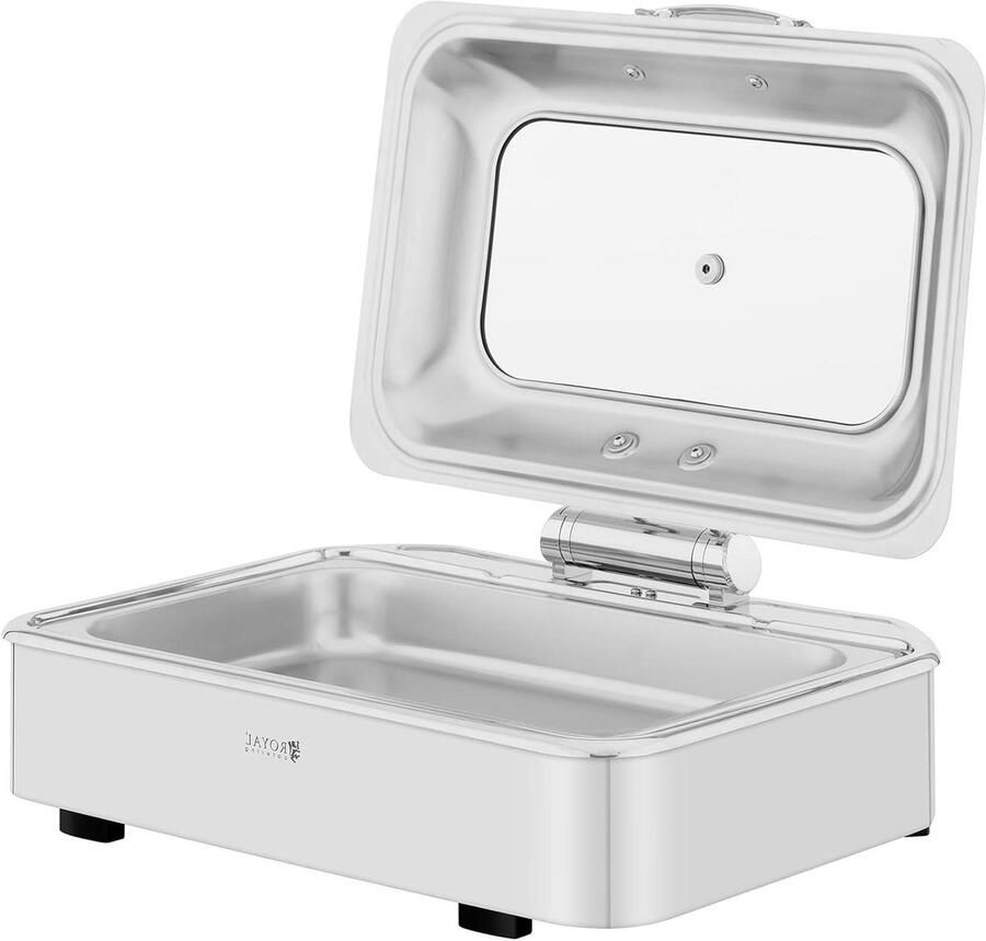 Chafing Dish Warmhoudbak Bain Marie Buffet Warm Houden Met Kijkvenster 8.5 Liter Zilver