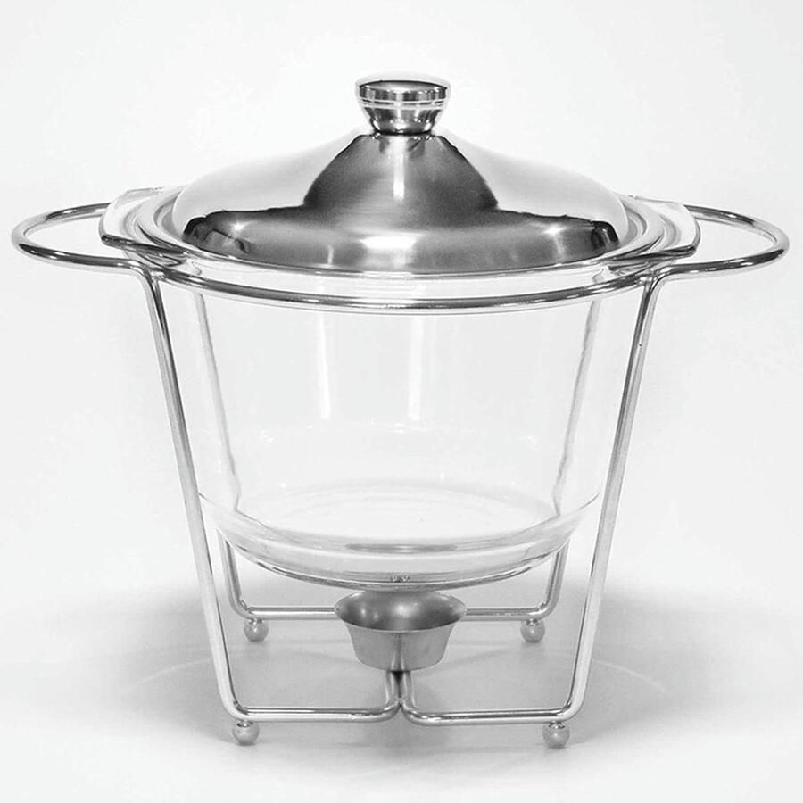 Chafing Dishes For Buffet 3.6 Qt Round Chafing Dish Buffet Set Stainless Steel Chafers And Buffet Warmers Sets With Glass Food Pan For Parties（Silver）