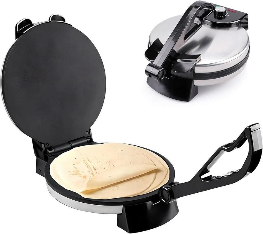 Chapati Tortilla Maker Elektrische Roti Machine Snelle Maaltijden Maken Instelbare Temperatuur 12 Inch Zwart