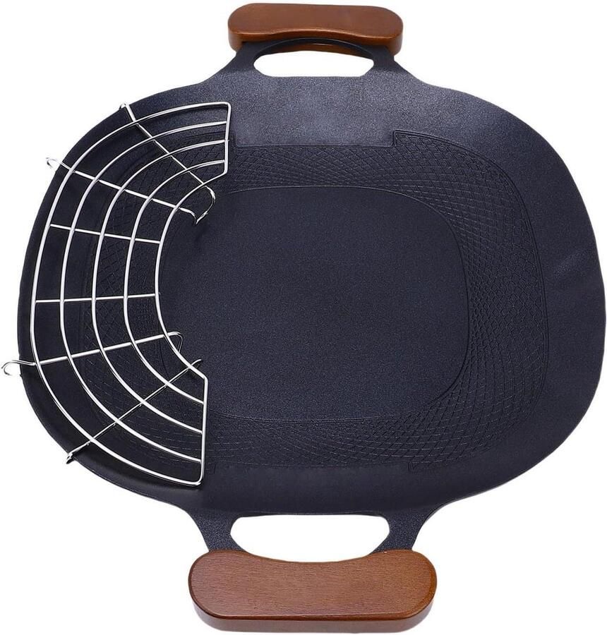 CHICIRIS Grillplaat Snel Verwarming Anti -aanbak Coating Aluminium Legering Bbq Grilling Pan met Afneembare Handgreep en Oliedraining Tuit voor Buitenkamperen