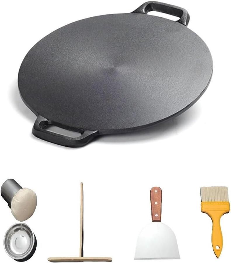 Chinese Crêpe Pan Zwart 32 cm Gietijzer Voor het maken van Pannenkoeken en Tortilla's