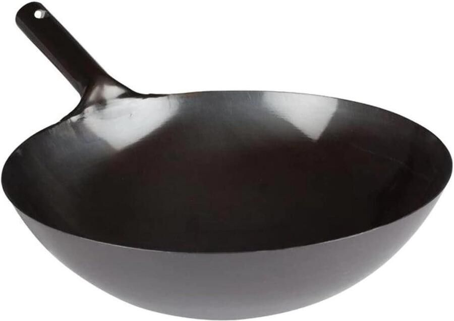 Chinese wok Roerbakpan Lekker koken Geïntegreerde handvatten 16 inch Zwart