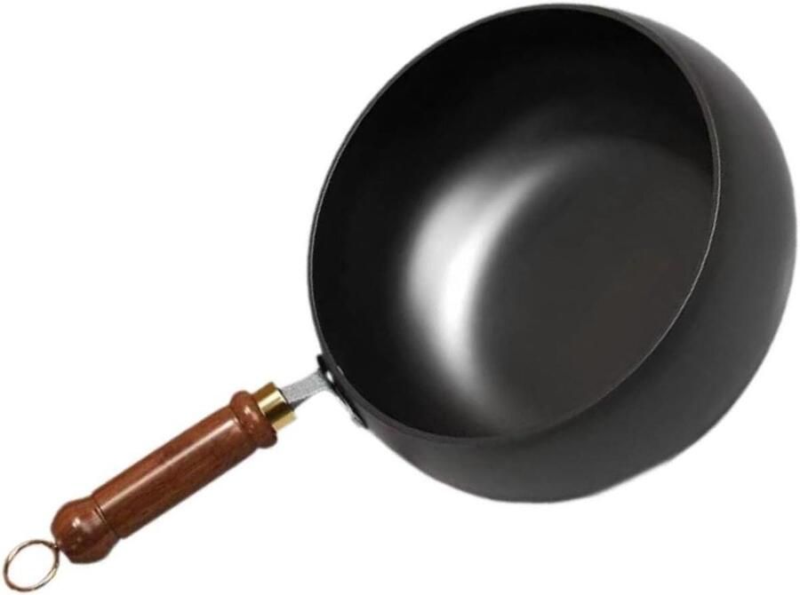 Chinese wokpan Roerbakpan diep Snel koken Antiaanbaklaag ijzer 24 cm Zwart