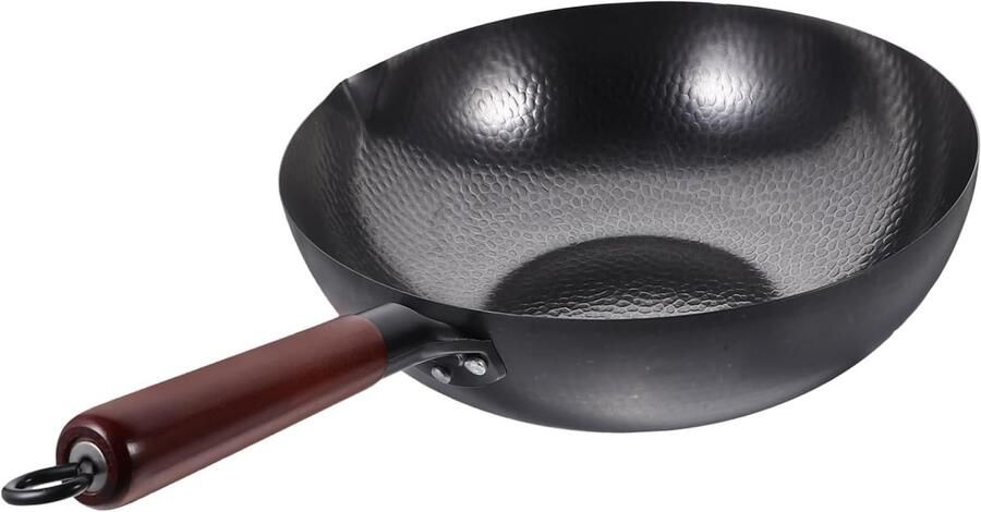 Chinese Wokpan Roerbakpan Keuken Heerlijk Koken Houten Handvat 54.5 cm Zoals getoond