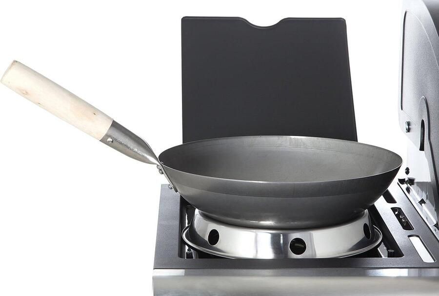 Chinese wokpan Wok roestvrij staal Aziatisch koken Met stabiele wokring 33 cm Zilver