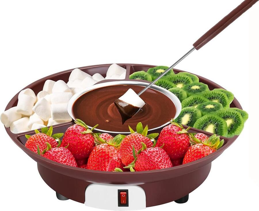 Chocolade Fondue Hotpot Electrisch Kaasfondue Automatische Temperatuurregeling Oververhittingsbeveiliging Anti-verbrandingsfunctie Bruin