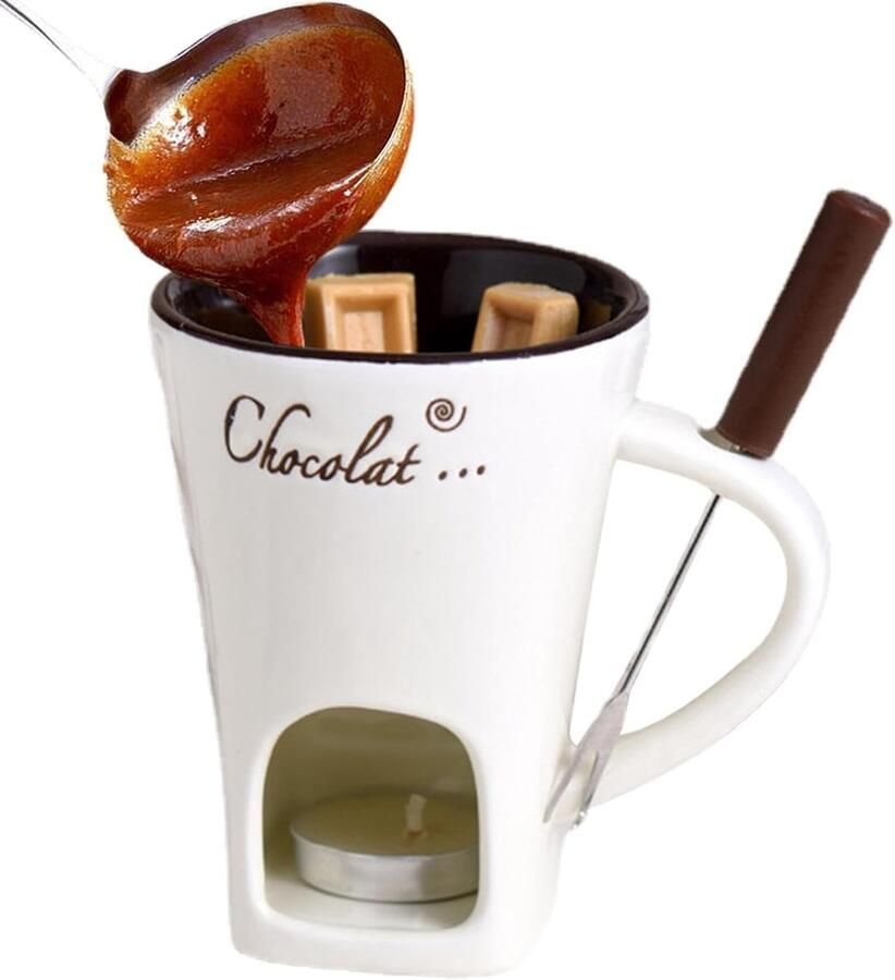 Chocolade Fondue Mok Keramische Boterwarmer Desserts Maken Persoonlijke Porties 130 ml Capaciteit Wit