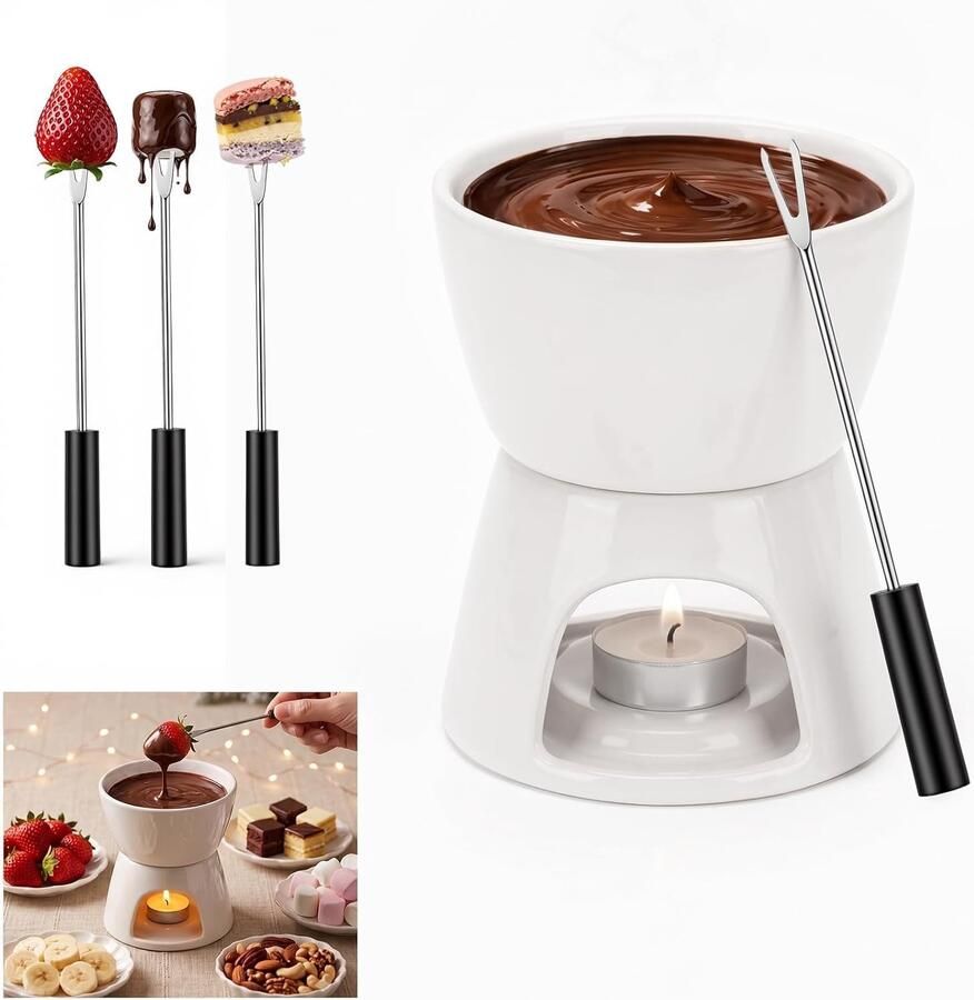 Chocolade Fondue Set Wit Keramische Mini Fondue Set Voor Chocolade Kaas en Karamel