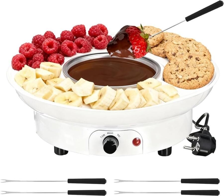 Chocolade Fondueset Dessert Maker Gezellige Desserts Twee Temperatuurstanden 260 ml Wit