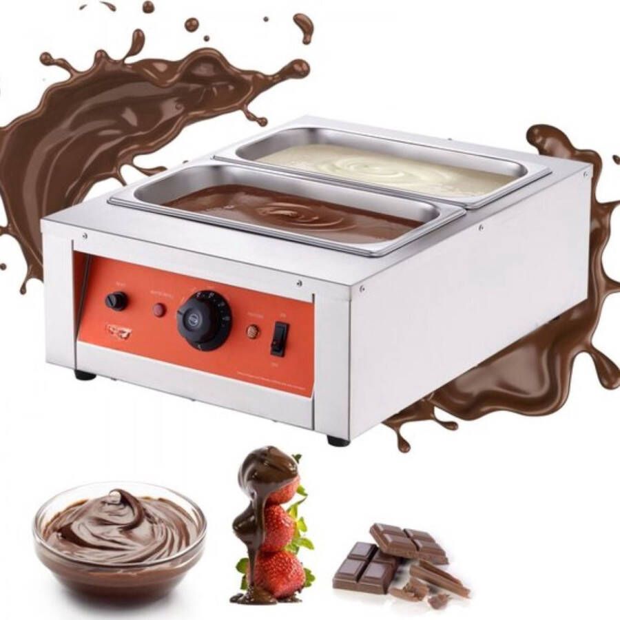 Chocolade Smeltkroes Commerciële Elektrische Chocoladesmelter 1500W Smeltkroes Roestvrij Staal 2 x 3.3L Container Chocolade Smeltmachine Smeltkroes Pot