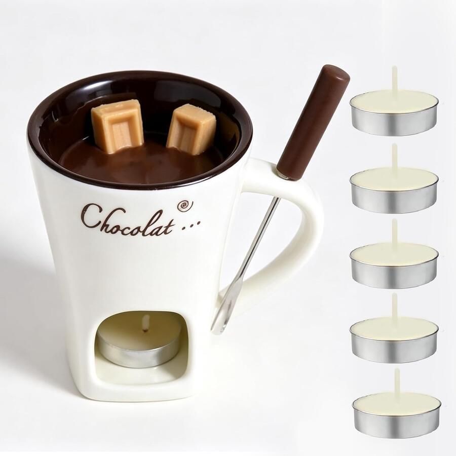 Chocoladefondue Mok Wit 200 ml Keramische Multifunctionele Fondue Set voor Kaas Chocolade Boter en Karamel