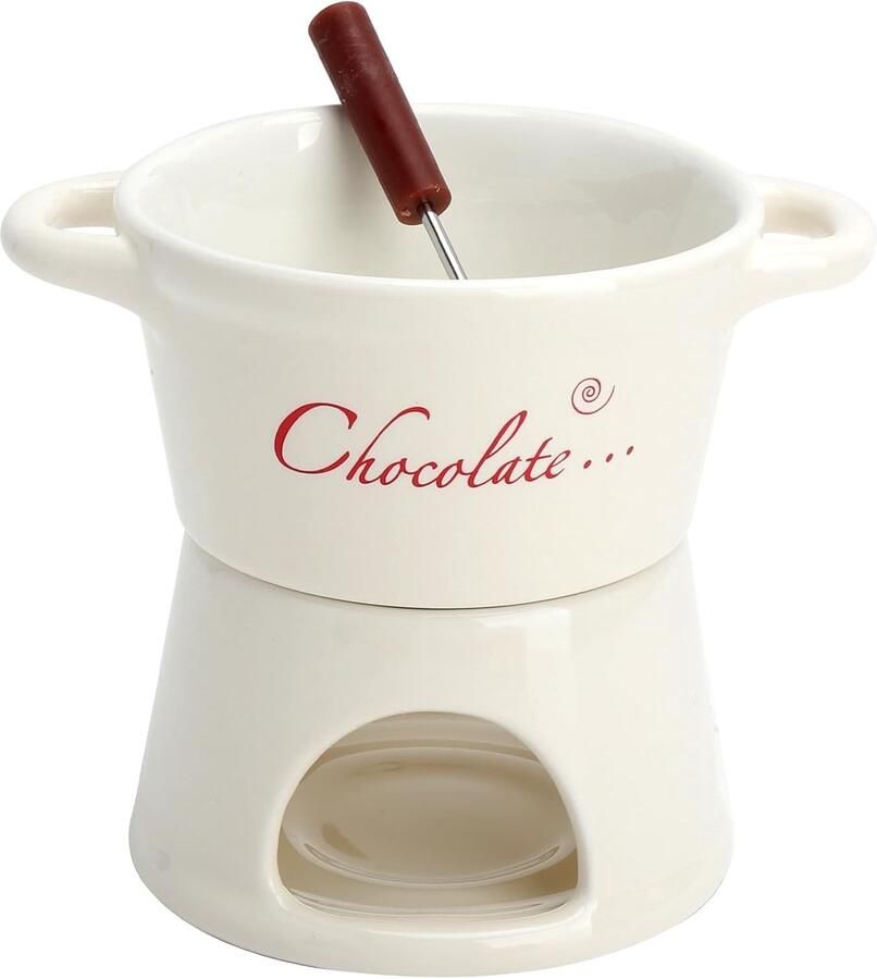 Chocoladefondue Set Wit 300 ml Keramische Fondue Mok met Theelichthouder Voor Gezellige Avonden