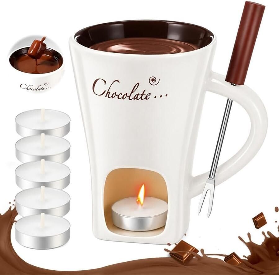 Chocoladefonduebeker Wit 130 ml Hittebestendig Keramiek Voor Thuis en Cadeaus