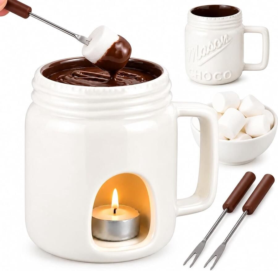 Chocoladefonduekop Wit 12 5 cm Keramiek met Elegant Ontwerp Voor Fondue Genot