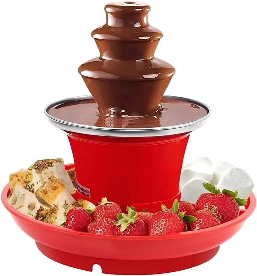 Chocoladefontein Dessertmaker Feestelijke Desserts Drie Niveaus 21.5 cm Hoog Rood