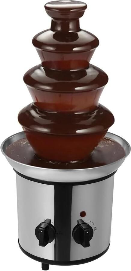 Chocoladefontein Dessertmaker Feestelijke Desserts Stille Werking 4 Lagen Zilver