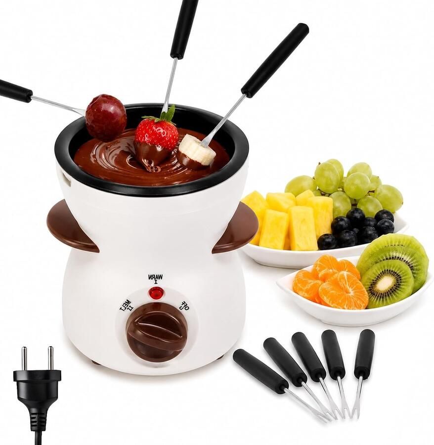 Chocoladefontein Rood 300 ml Elektrische Chocoladefondue met 8 Vorken Voor Feestjes en Gezellige Avonden