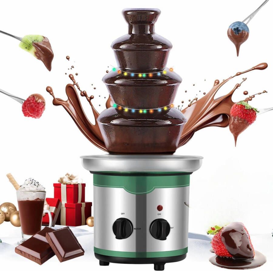 Chocoladefontein RVS 4-Laags 170W 1350g Capaciteit Fondue & Feestjes Makkelijk Reinigen Stijlvol & Praktisch Compact & Duurzaam Lichtgewicht & Handzaam Ideaal Voor Desserts