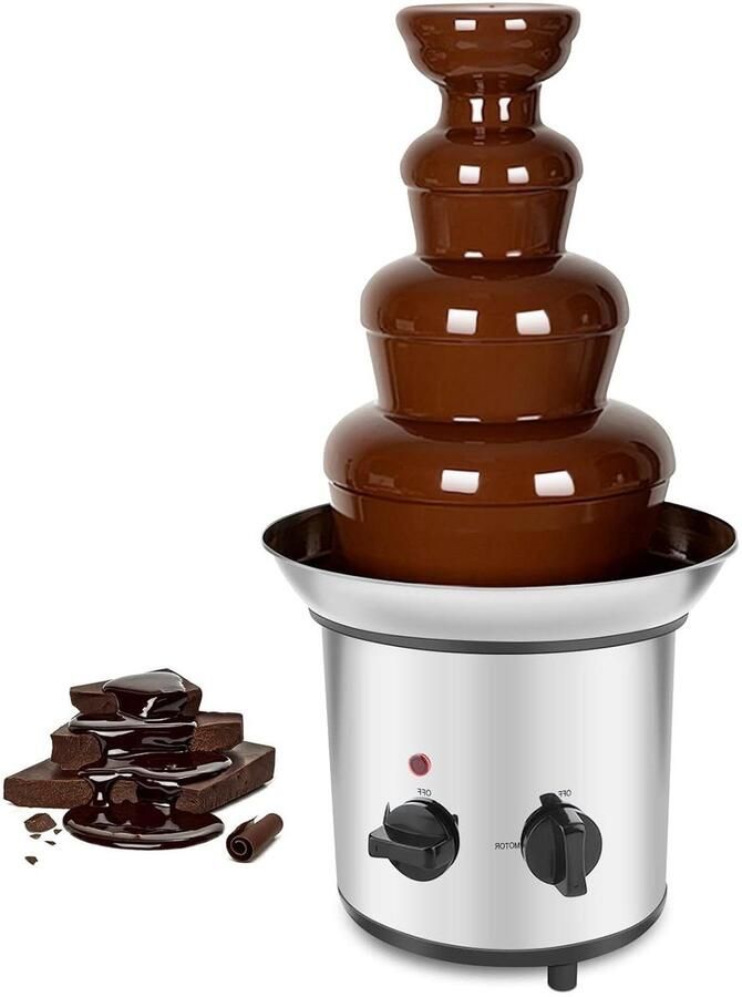 Chocoladefontein Snoepfontein Feestelijke Snacks 4 Lagen Waterval 43 cm Hoog Zilverkleurig