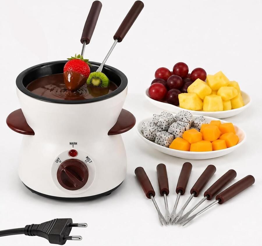 Chocoladefontein Wit 300 ml Temperapparaat voor Chocoladefondue Voor Gezellige Avonden