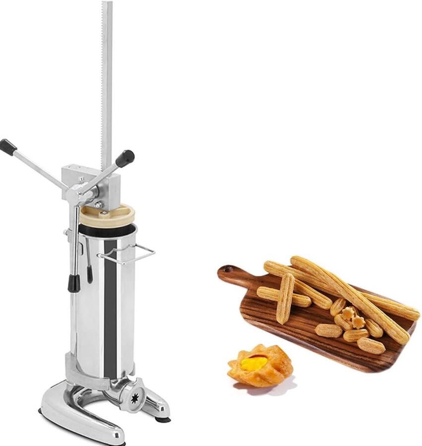 Churro Machine Donut Maker Bakkerij Gebruik 5 Spuitmonden 3L Capaciteit Zilverkleurig
