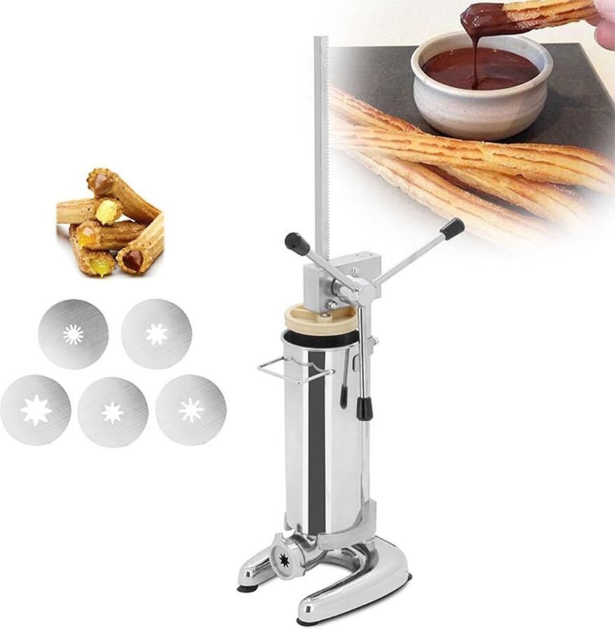 Churro Machine Donut Vulmachine Desserts Maken Handmatige Bediening 2L 3L Capaciteit Zilver